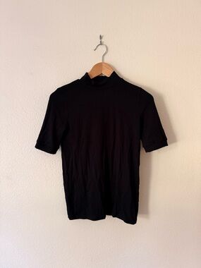 Madewell Black Short-Sleeve Mock Neck Tee